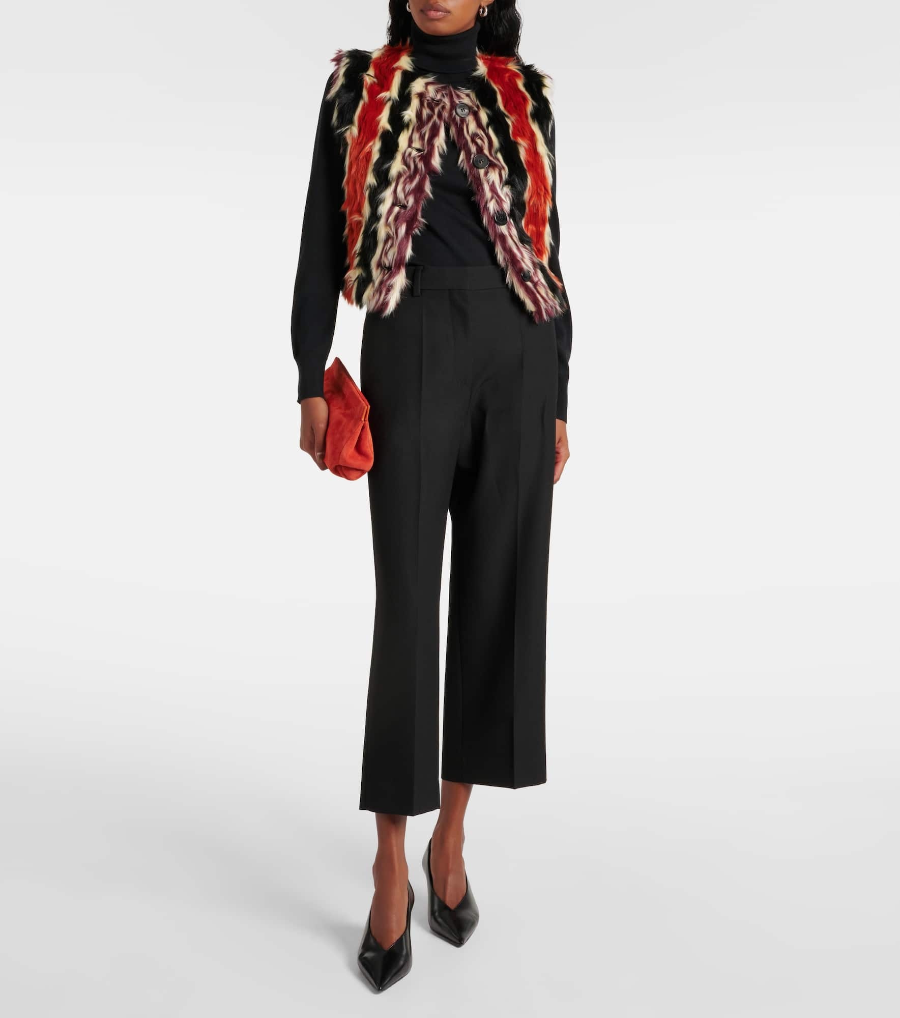 Striped faux fur vest - 2