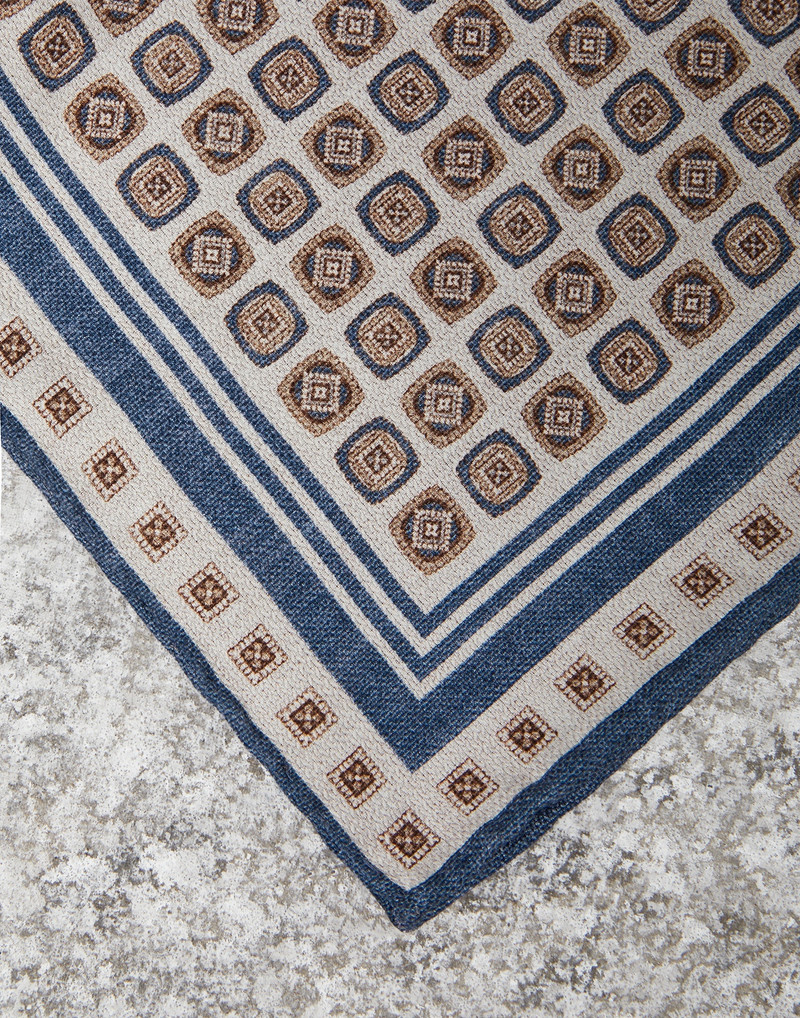 Brunello Cucinelli Double face silk pocket square with geometric design outlook