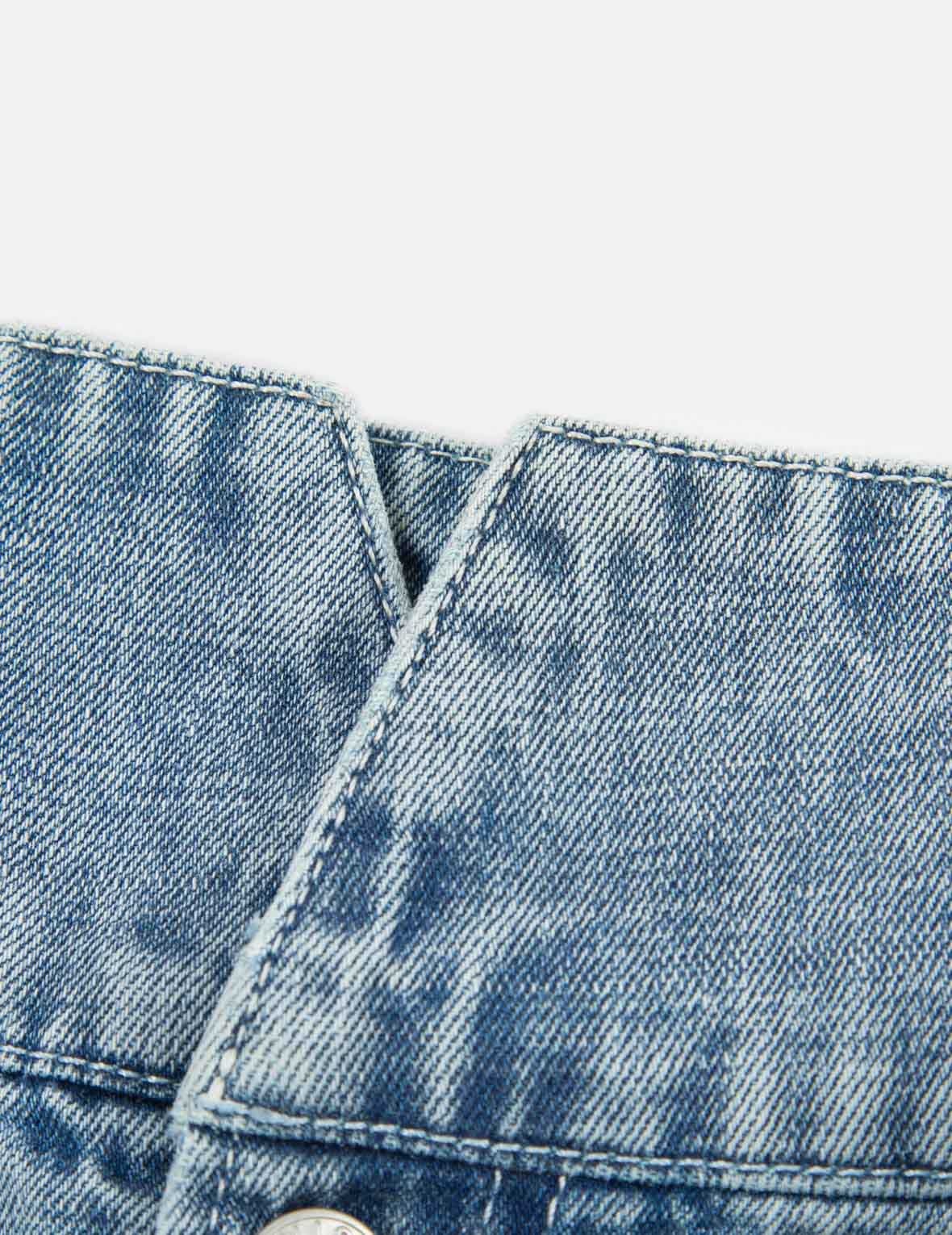SEAGULL PRINT PAPER BAG DENIM SHORTS - 15