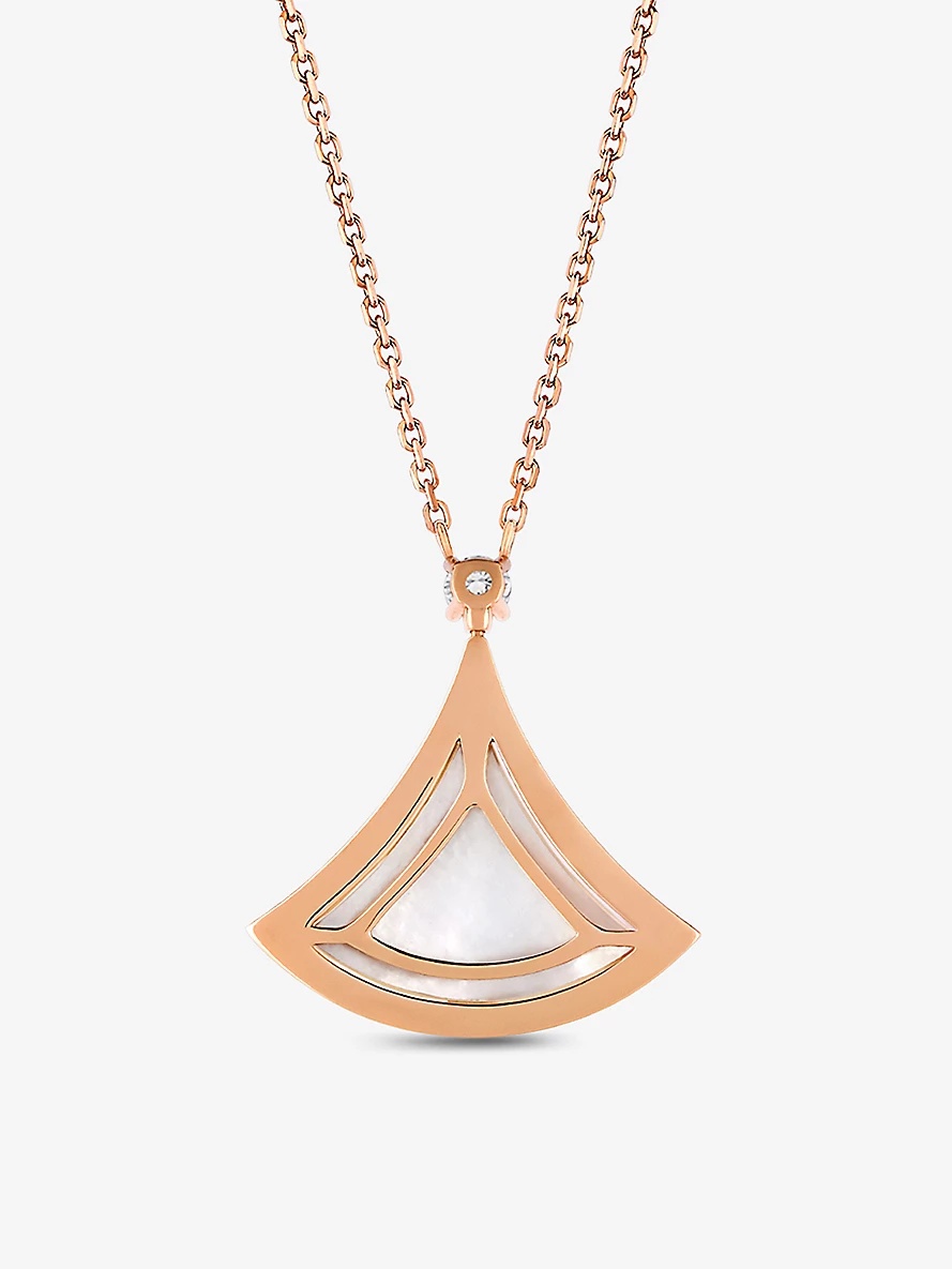 Divas' Dream 18ct rose-gold, mother-of-pearl and 0.5ct round brilliant-cut diamond necklace - 4