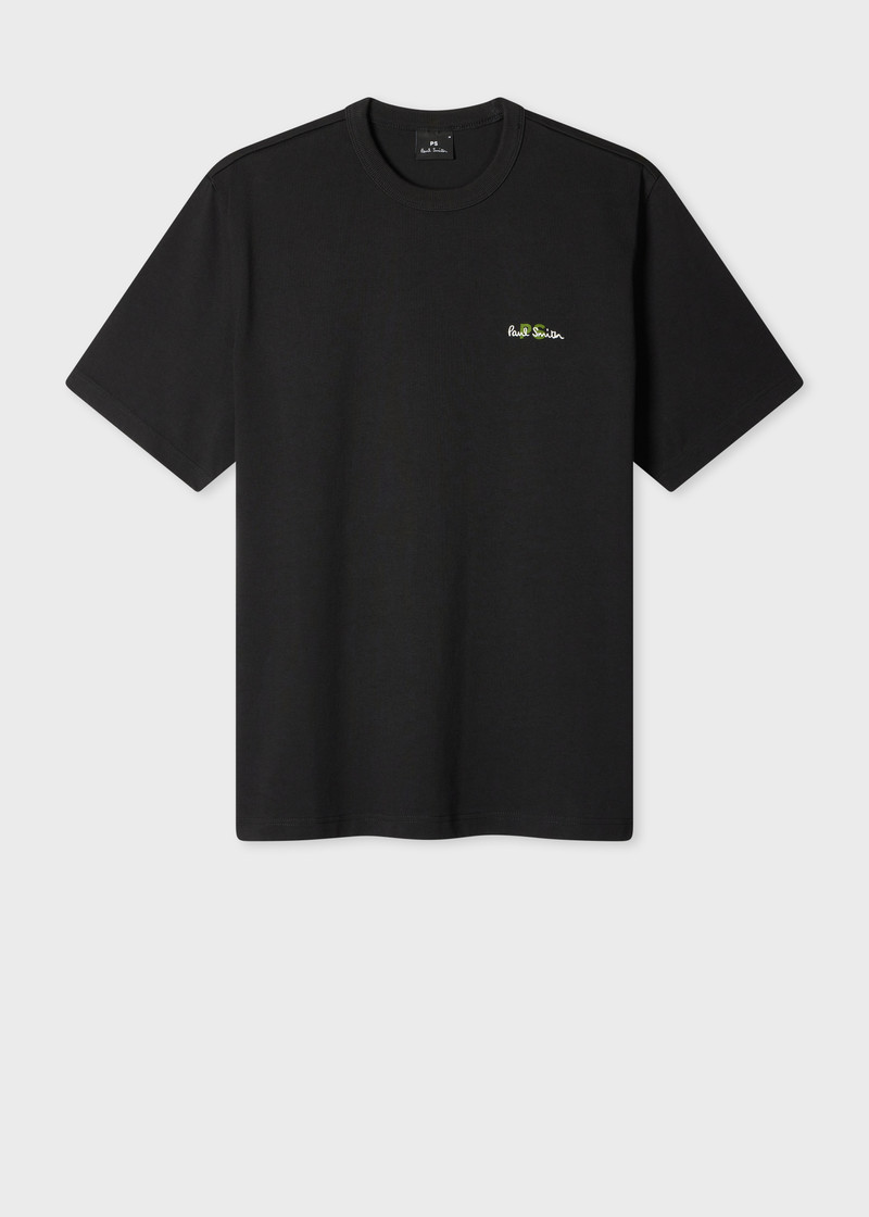 Oversized Black Logo Embroidery Cotton T-Shirt 1
