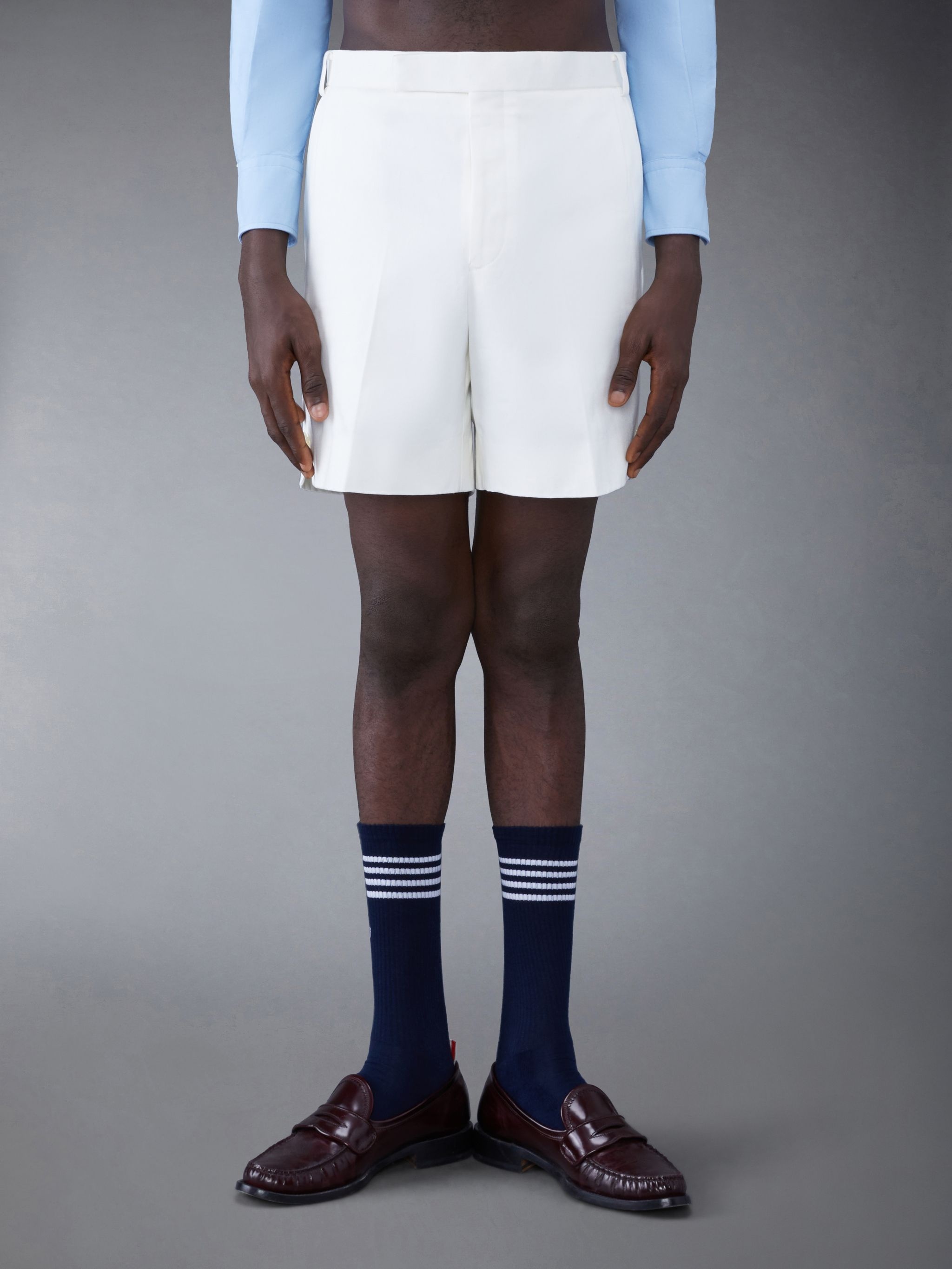 RWB stripe-print drop-crotch shorts - 1