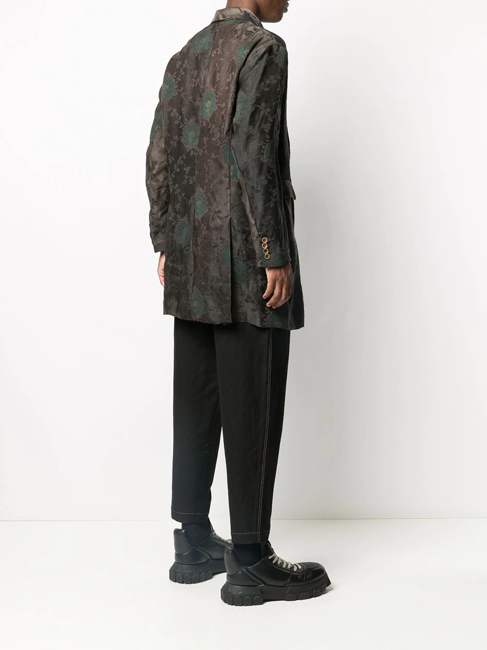 oversized floral-tapestry coat - 4