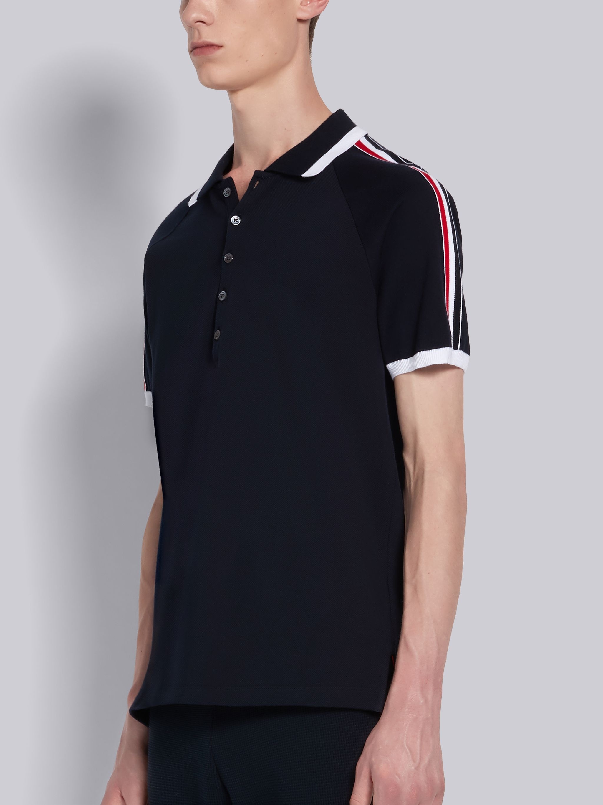 Navy Pique Raglan Sleeve Polo - 2