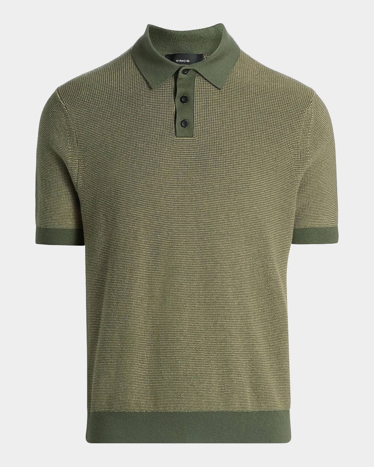 Men's Cotton and Cashmere Micro-Knit Short-Sleeve Polo Sweater - 1