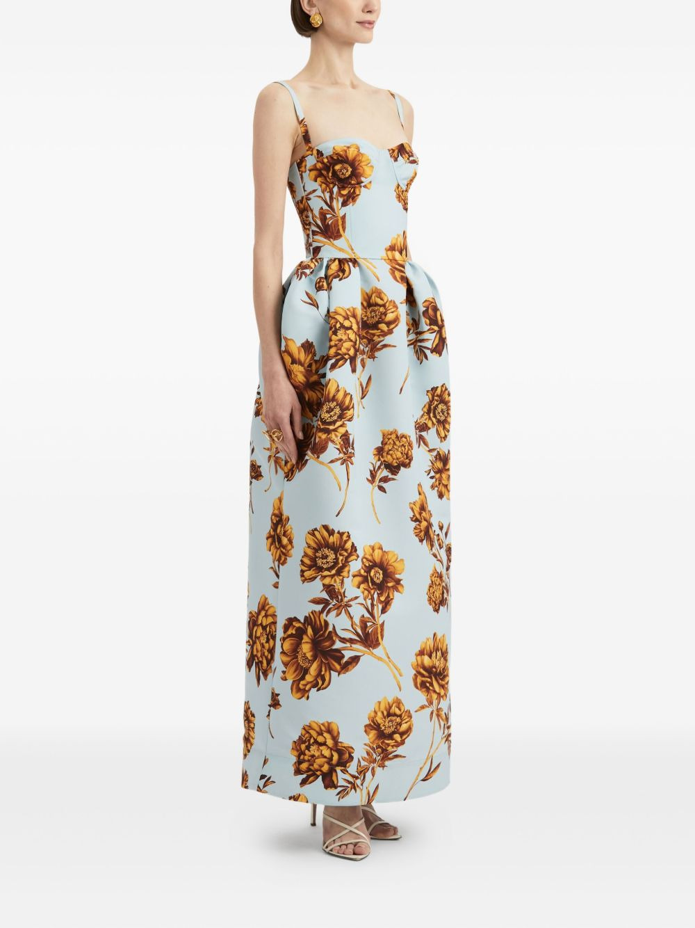 floral-print corset gown - 3