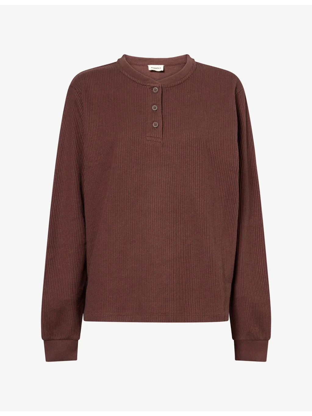 Henley-Collar Ribbed-Knit Cotton-Blend Top - 1