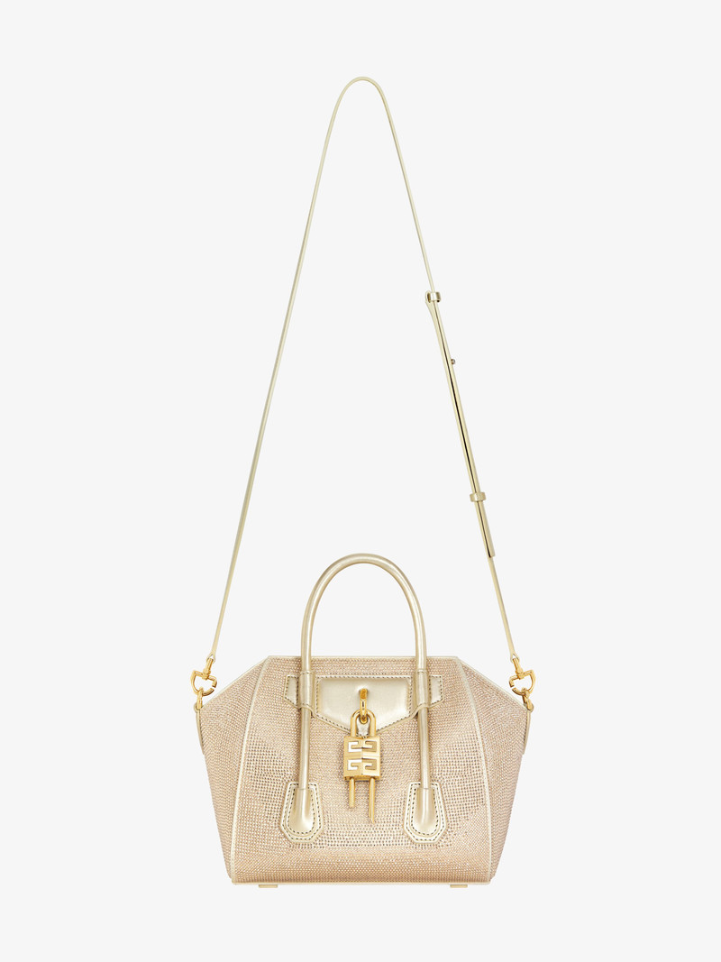 MINI ANTIGONA LOCK BAG IN SATIN WITH STRASS 4