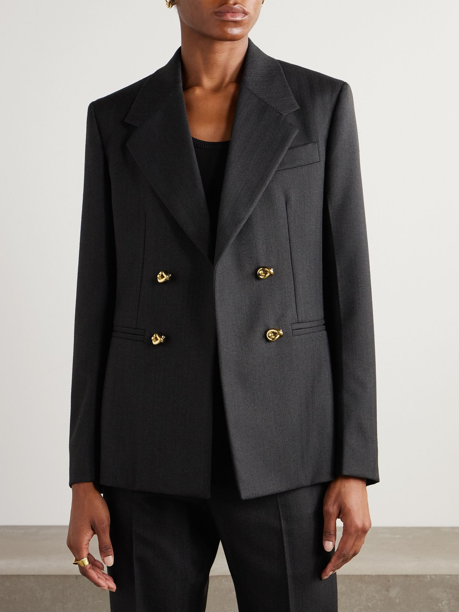 Double-breasted wool blazer Black - 3