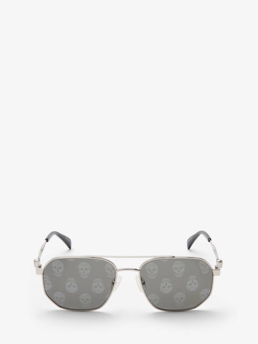 Men's Floating Skull Metal Caravan Sunglasses in Silver - 1