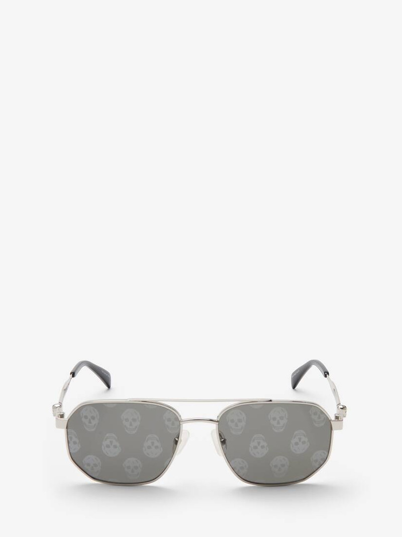 Men's Floating Skull Metal Caravan Sunglasses in Silver 1