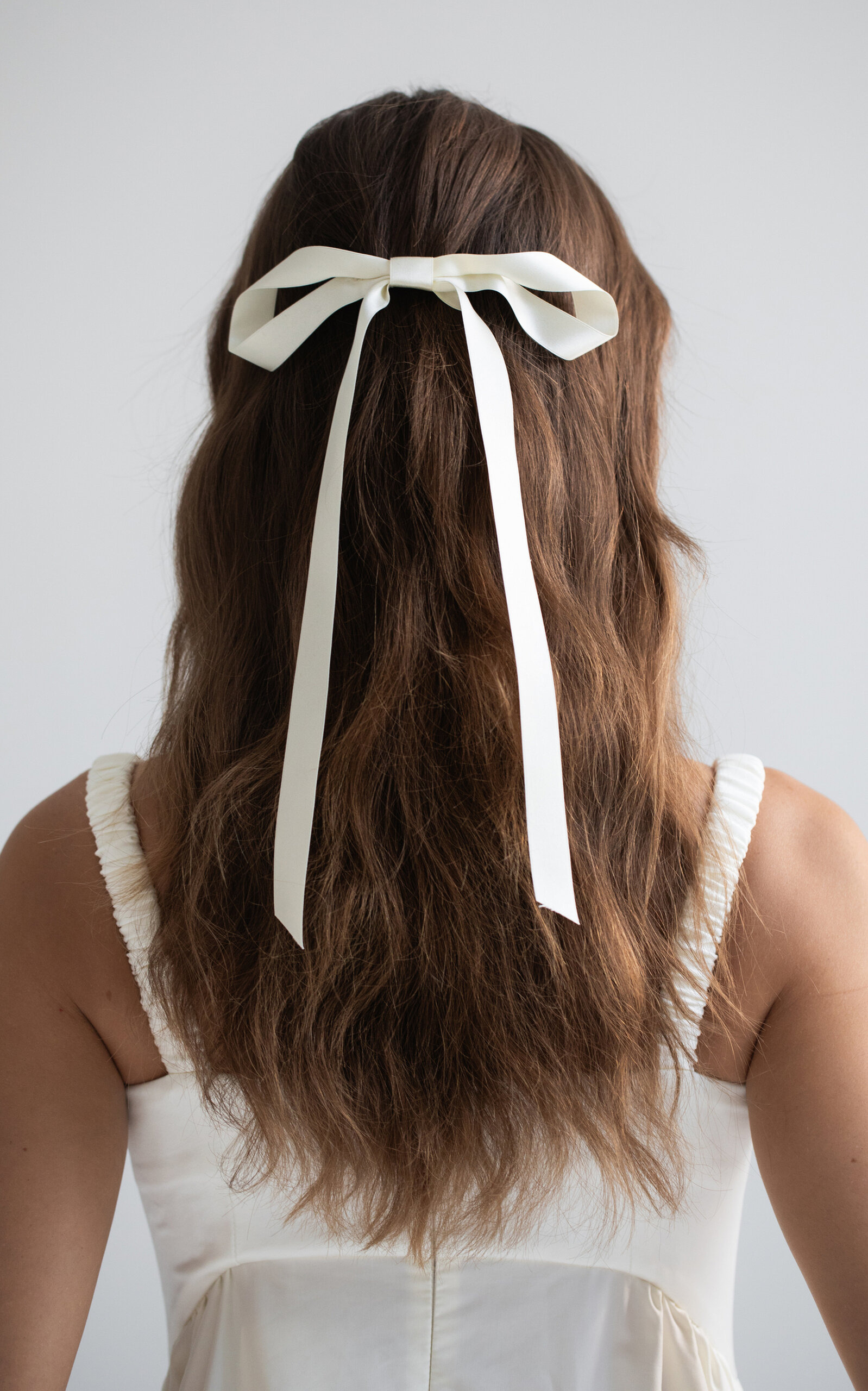 Gretta Silk Bow Barrette white - 2