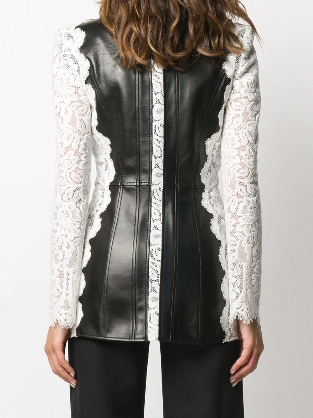 lace-panelled single-breasted blazer - 4