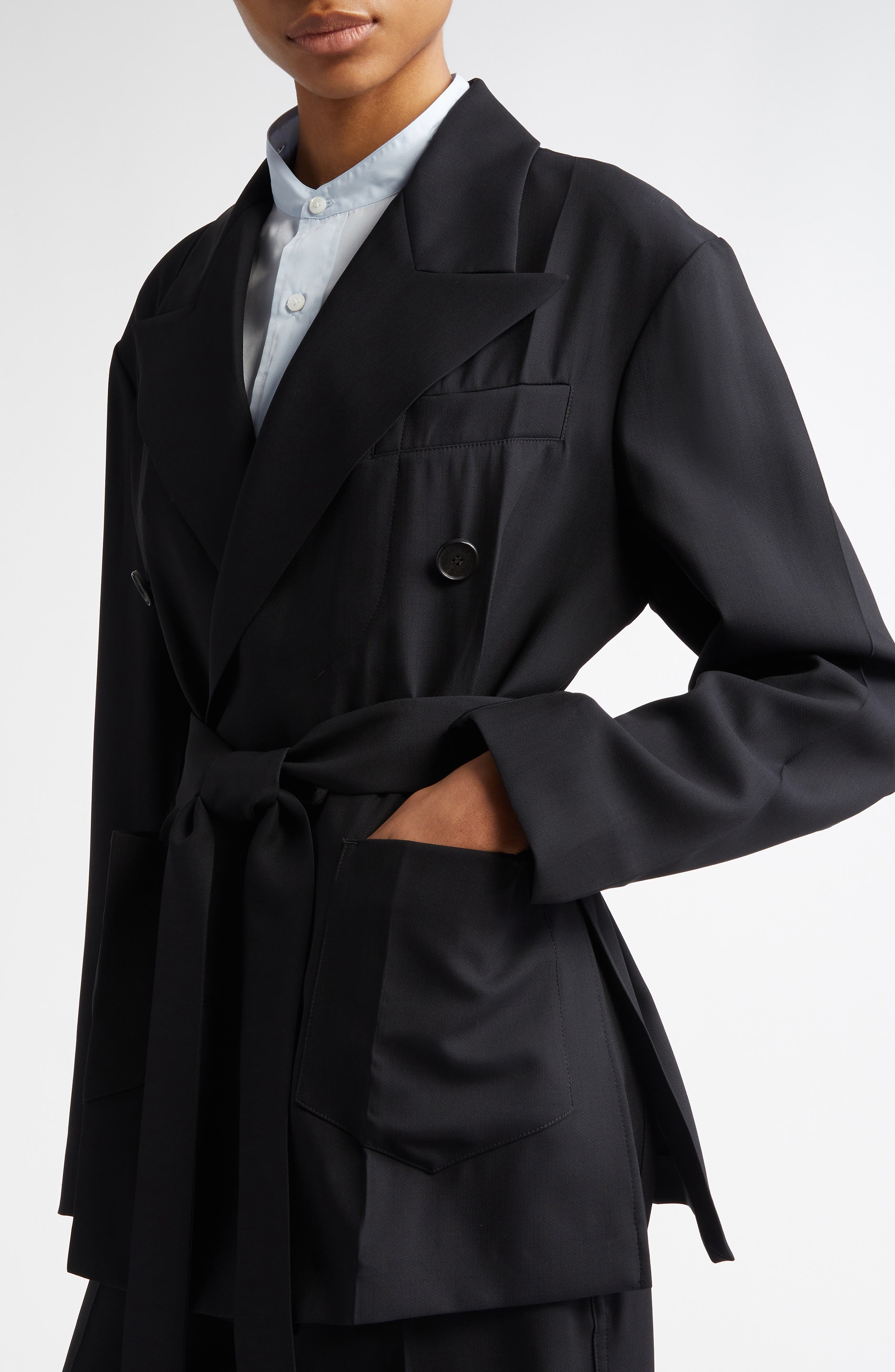 SETCHU Origami Belted Virgin Wool Blend Jacket in Black at Nordstrom - 5