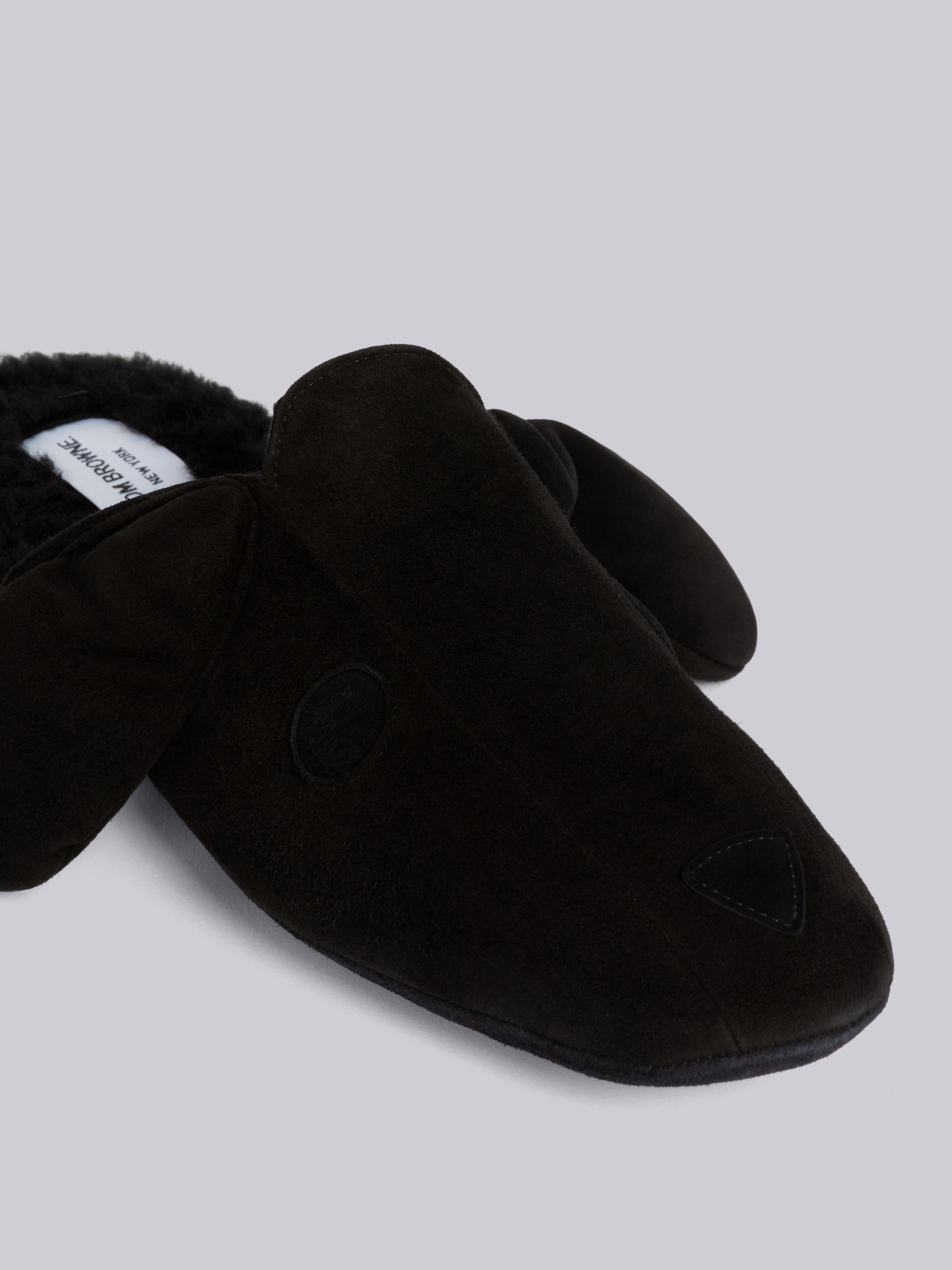 Black Shearling and Suede Hector Slipper - 2