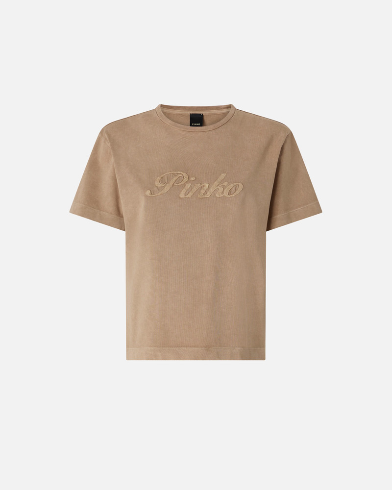 T-SHIRT WITH PINKO DISTRESSED EMBROIDERY 1