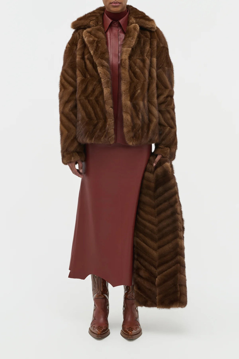 GABRIELA HEARST Torstein Coat in Mahogany Recycled Mink Fur outlook
