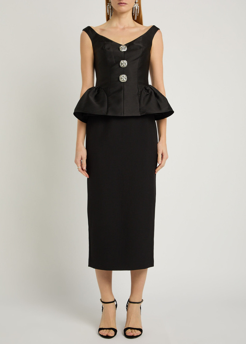 ROLAND MOURET Roland Mouret Crystal-embellished Taffeta and Crepe Midi Dress outlook