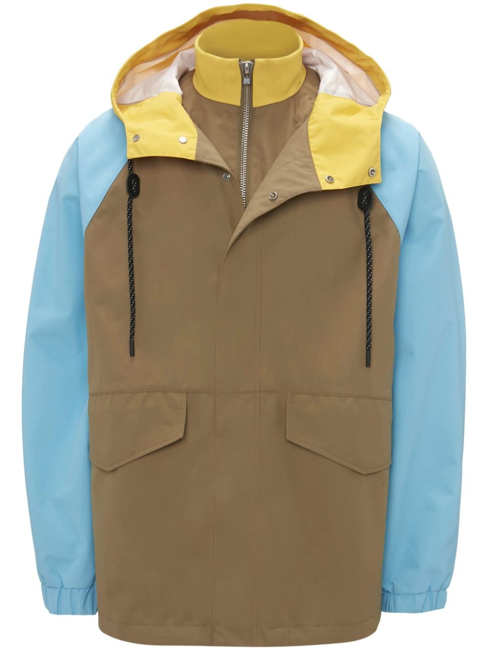 colour-block parka jacket - 1