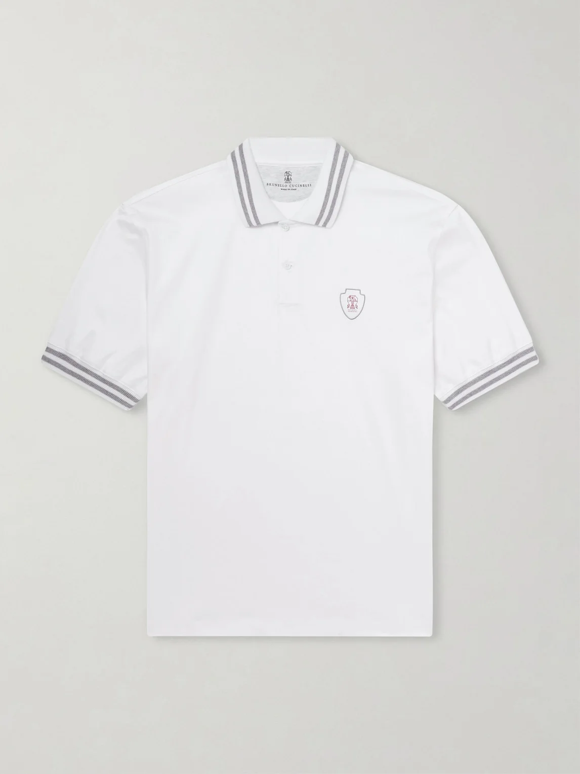 Logo-Appliquéd Striped Cotton-Jersey Polo Shirt - 1