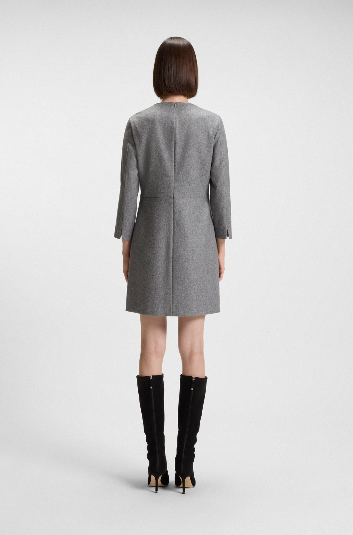 FLANNEL DRESS WITH WELT POCKETS - 4