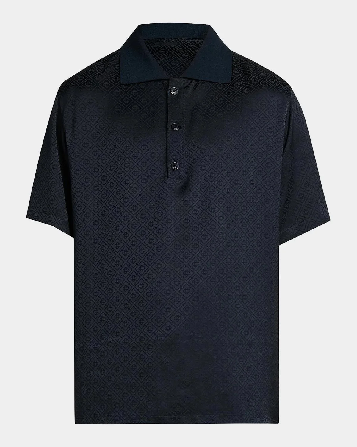 Logo Print Knit Collar Polo Shirt - 1