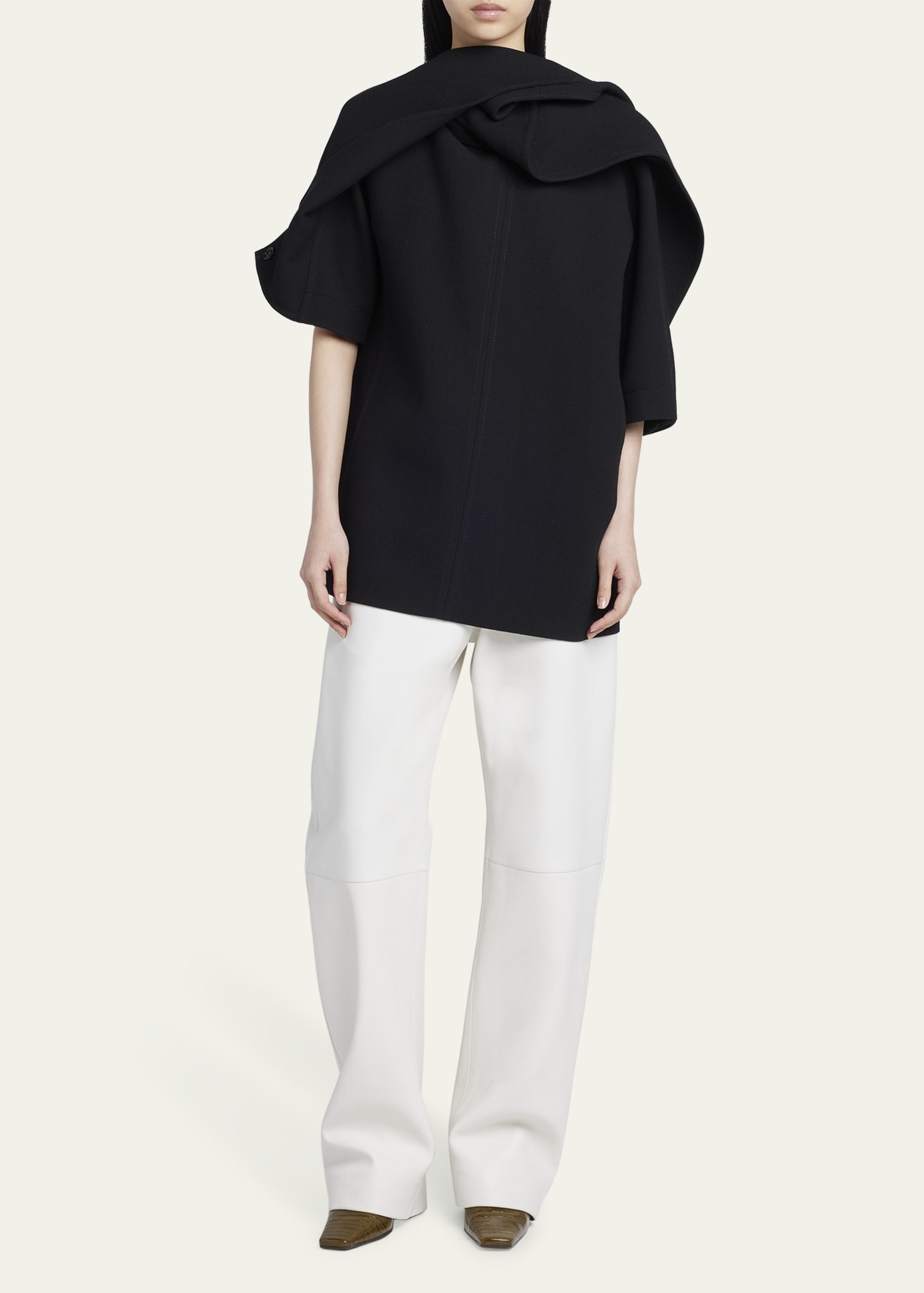 Light Double Wool Crepe Top - 2