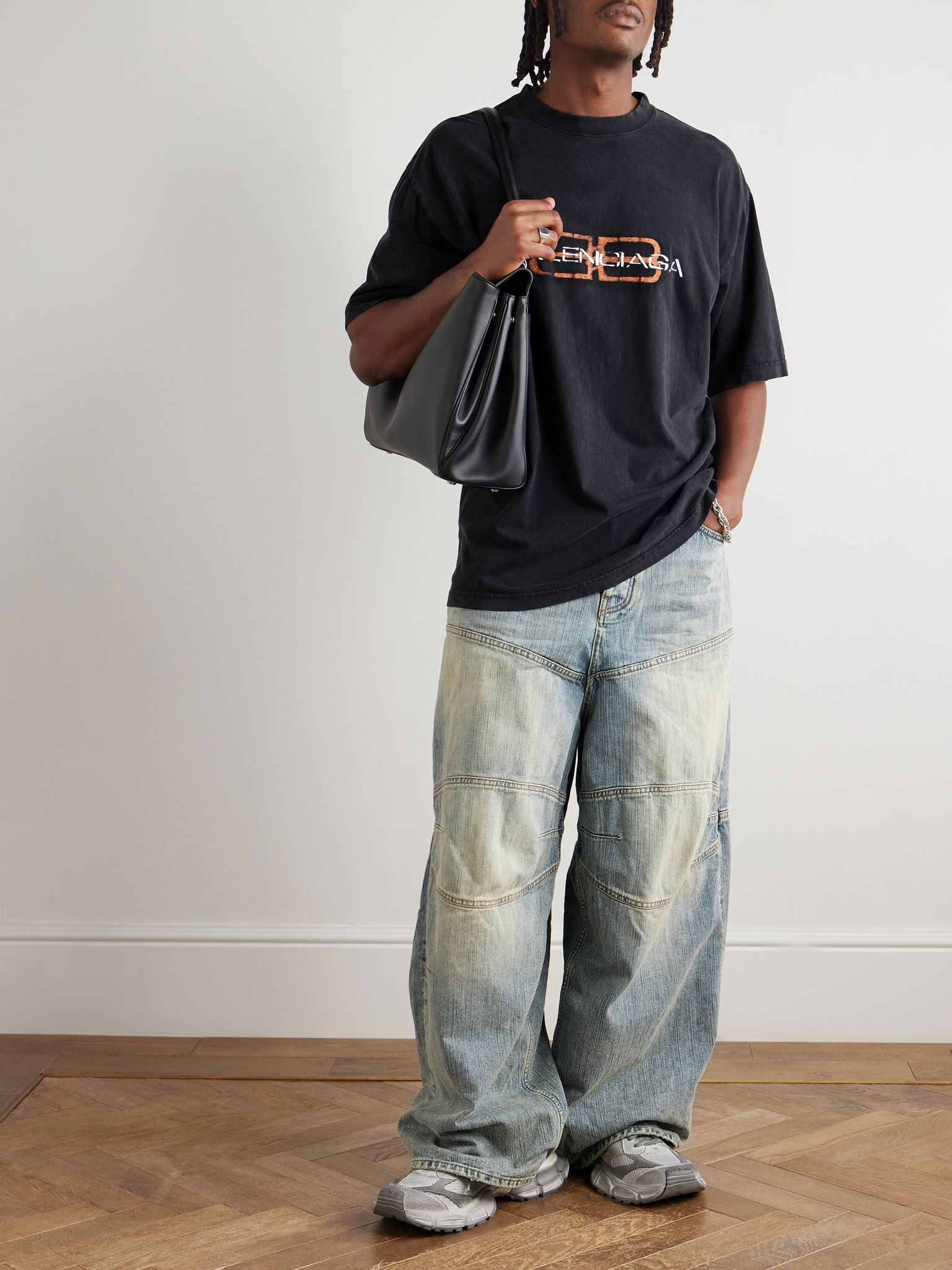 Oversized Logo-Print Cotton-Jersey T-Shirt Black - 2