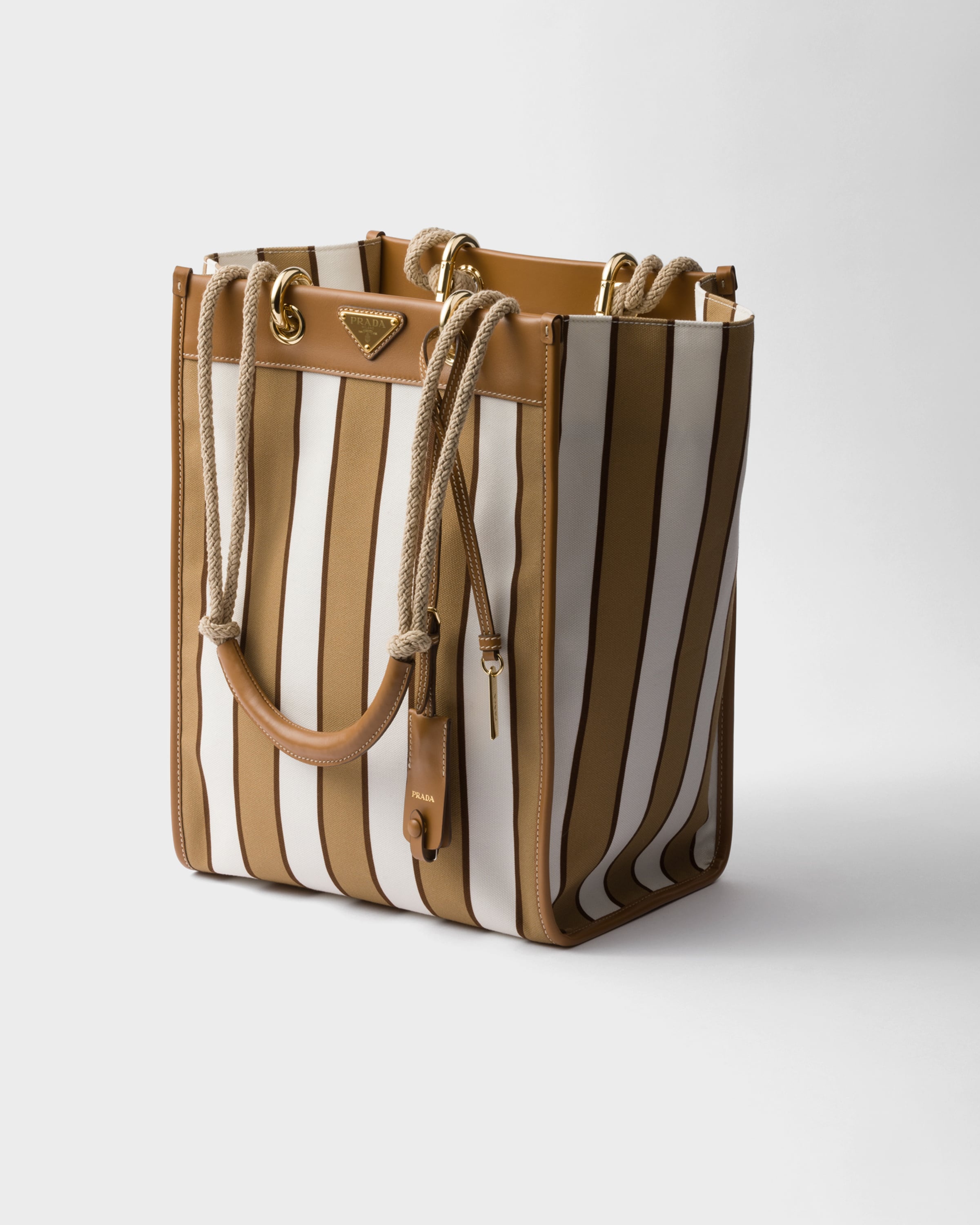 Large printed canvas and leather tote bag - 2