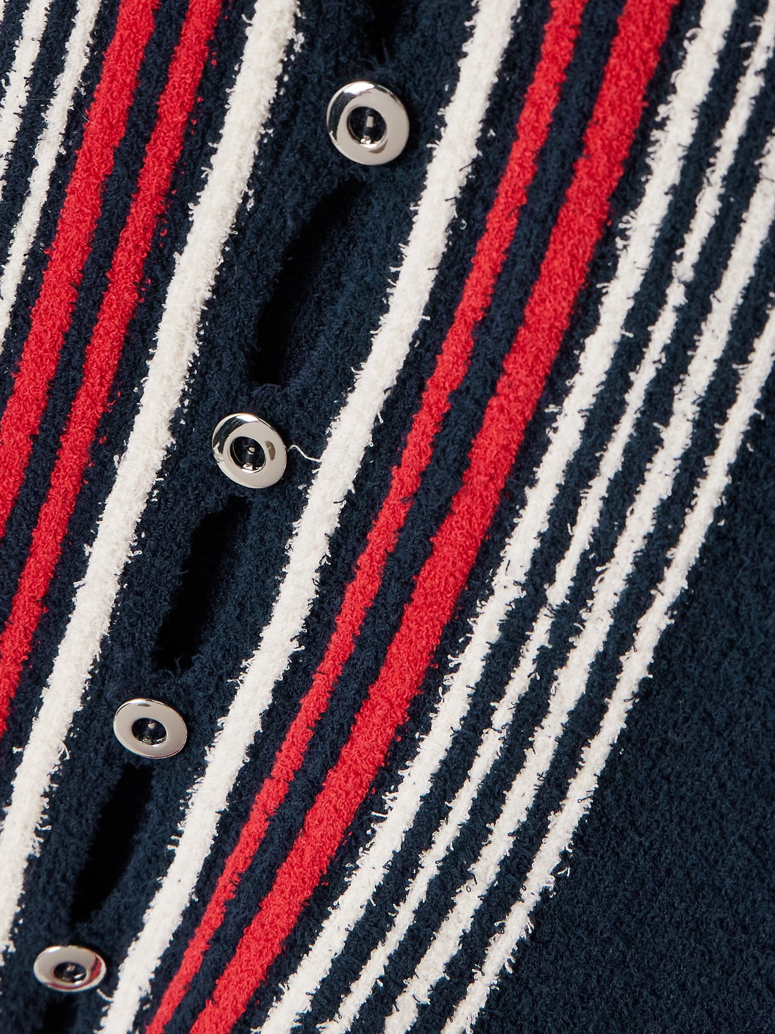 Button-embellished striped cotton-blend chenille maxi dress Navy - 4