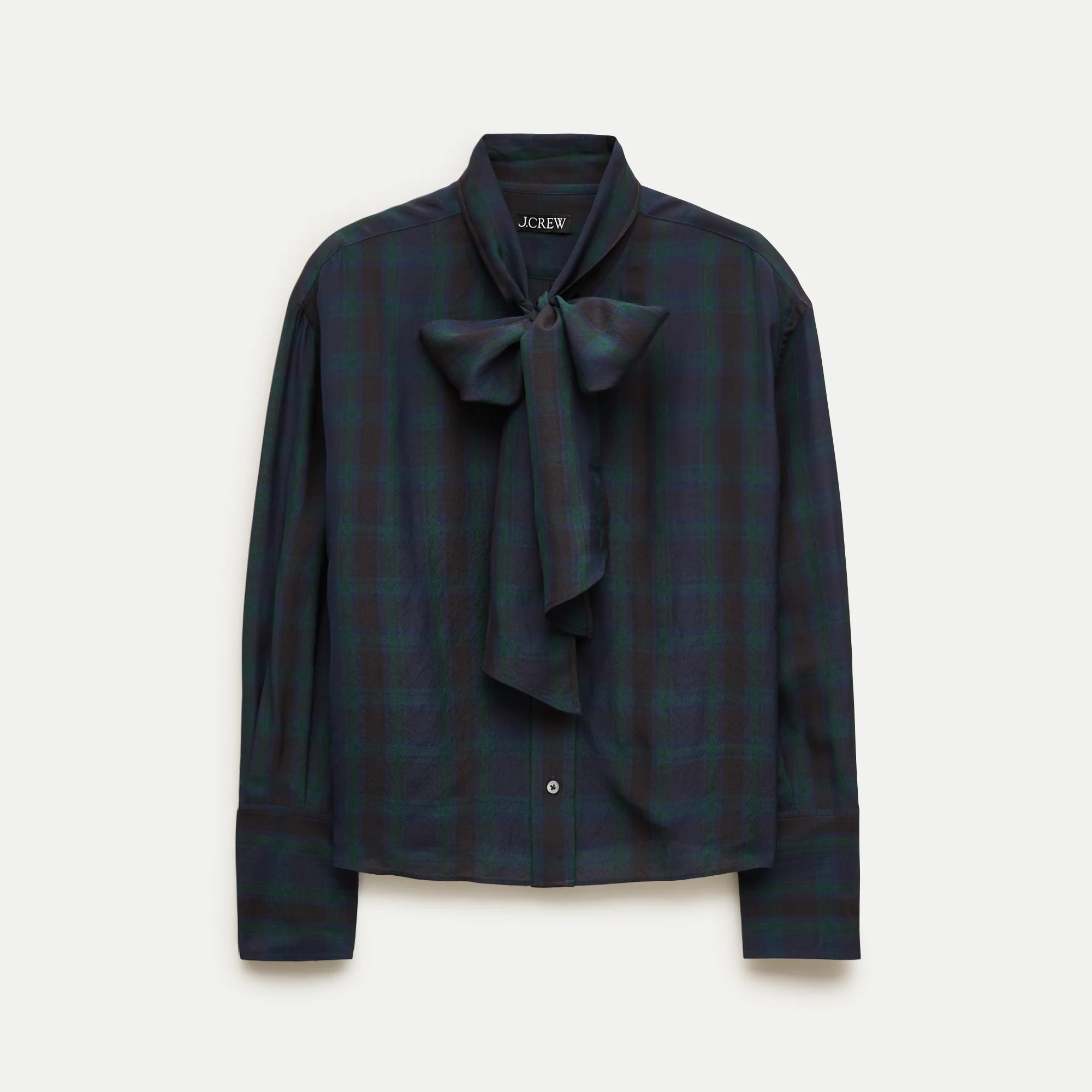 Bow button-up shirt in plaid georgette - 1