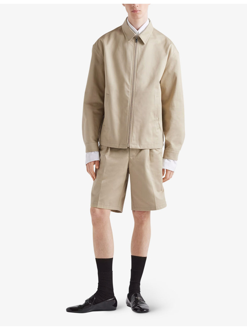 Prada Bermuda brand-plaque cotton shorts outlook