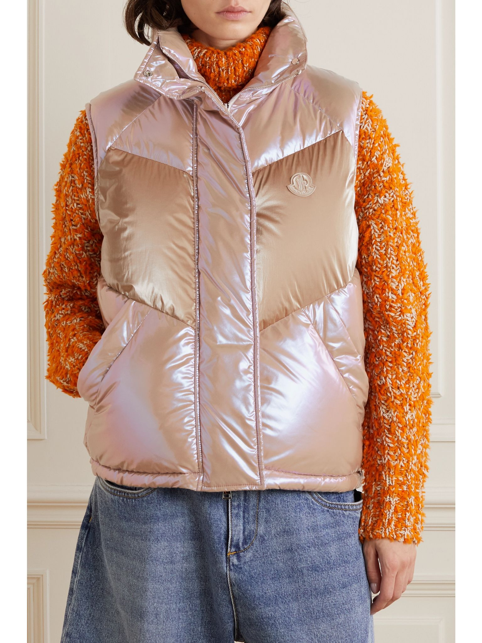Faucille quilted metallic shell down vest Pink - 3