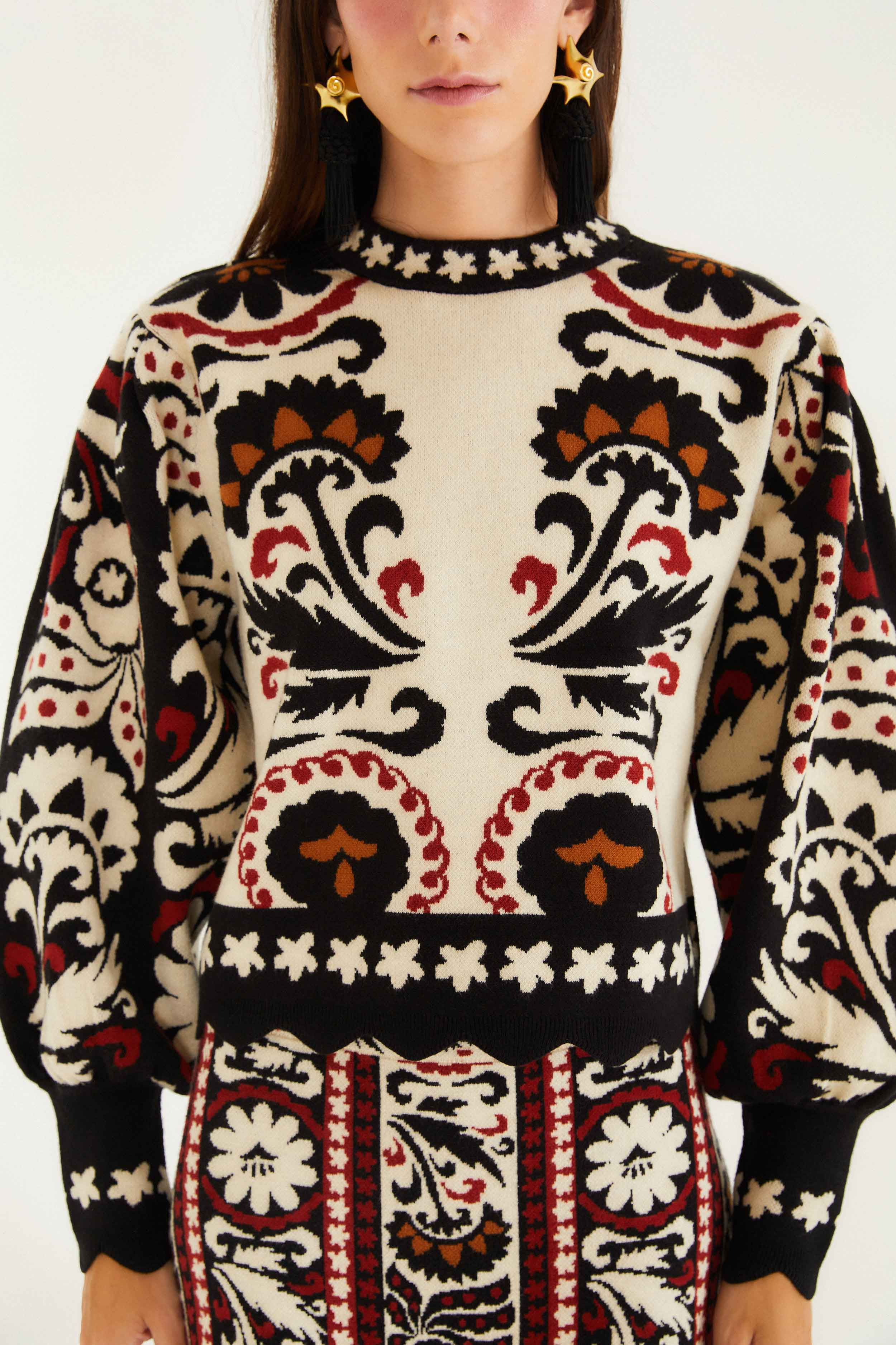 Stripes Winter Tapestry Knit Sweater - 3