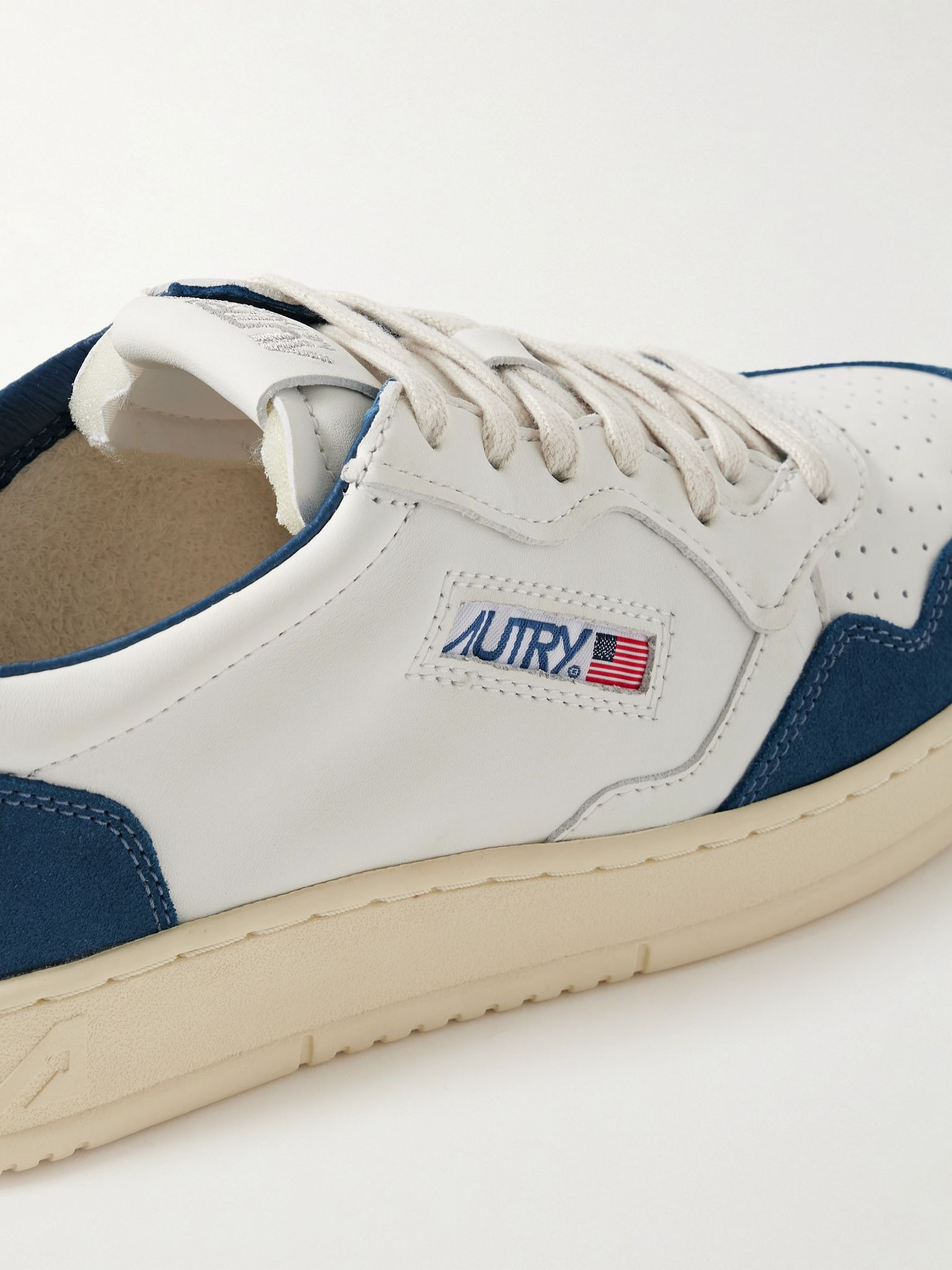 Medalist Suede-Trimmed Leather Sneakers White - 5
