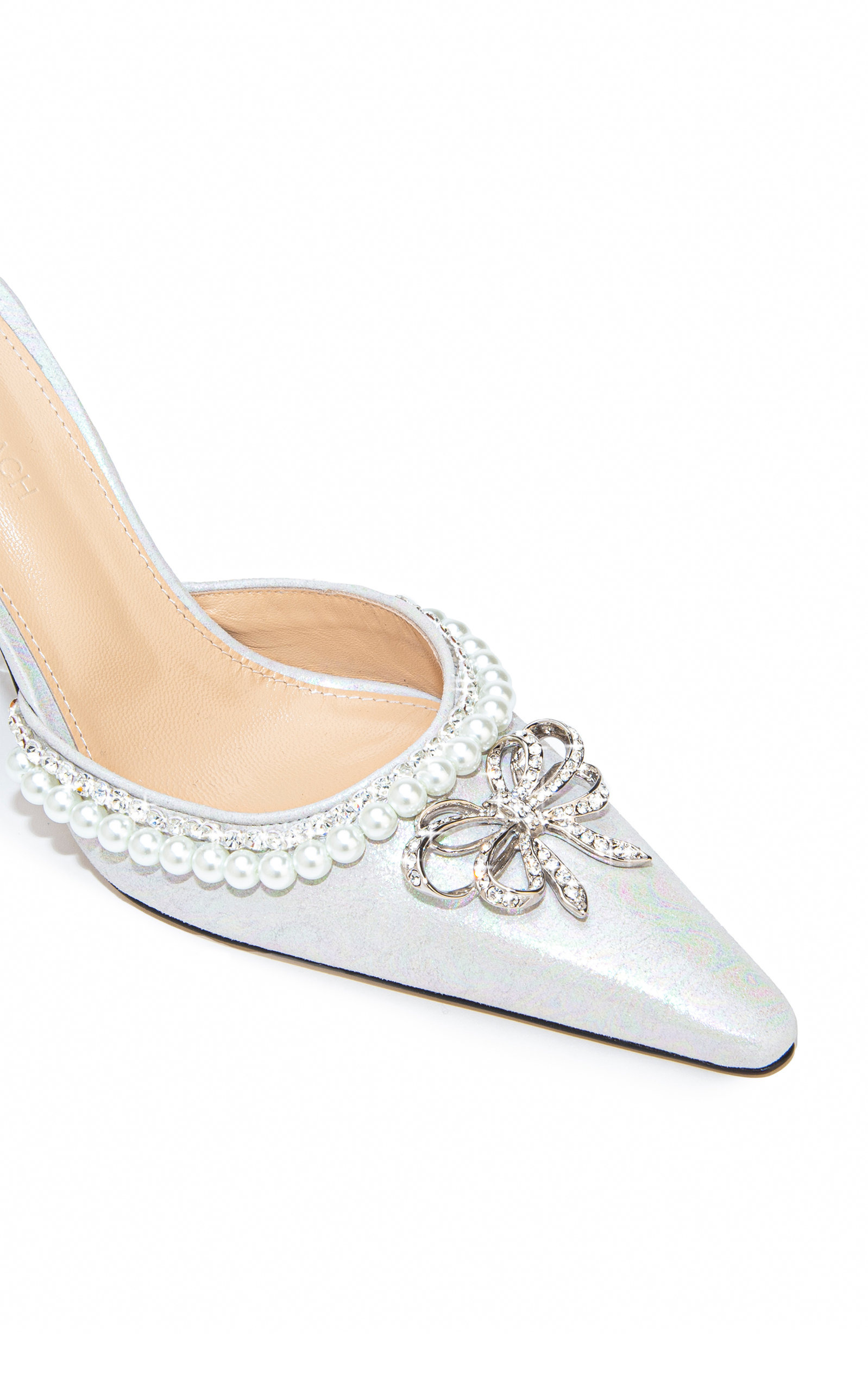 Sophie Bow Embellished Leather Pumps white - 6