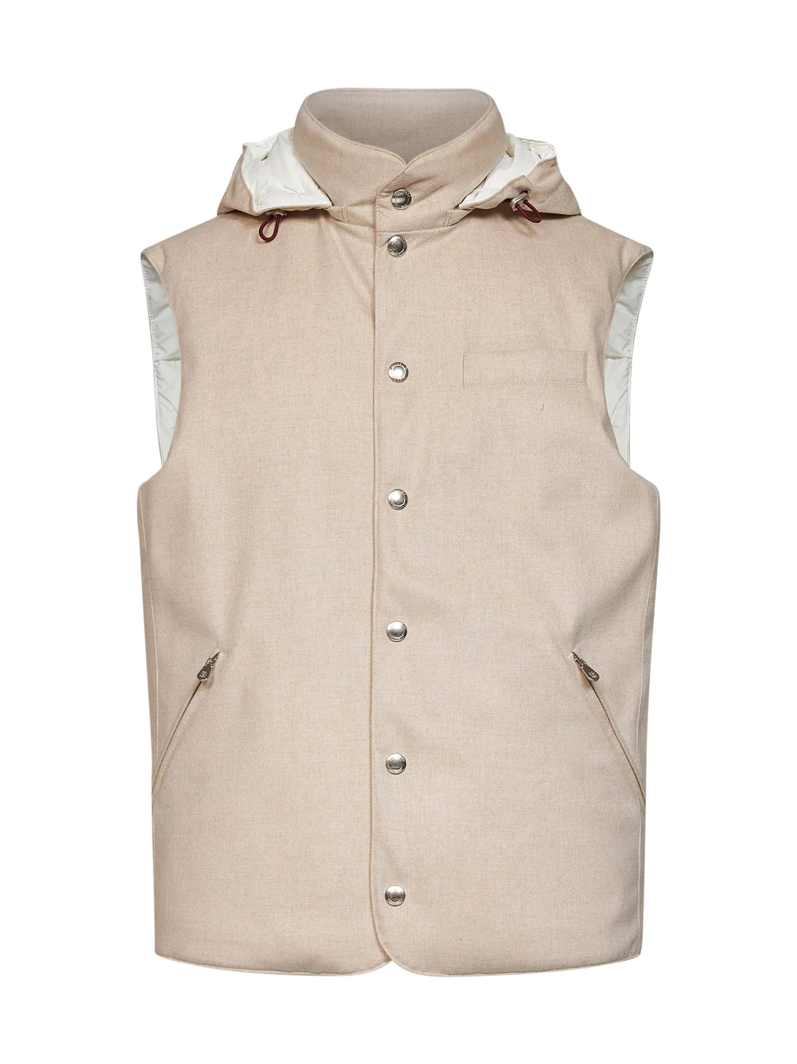 Sand wool padded hooded vest - 1