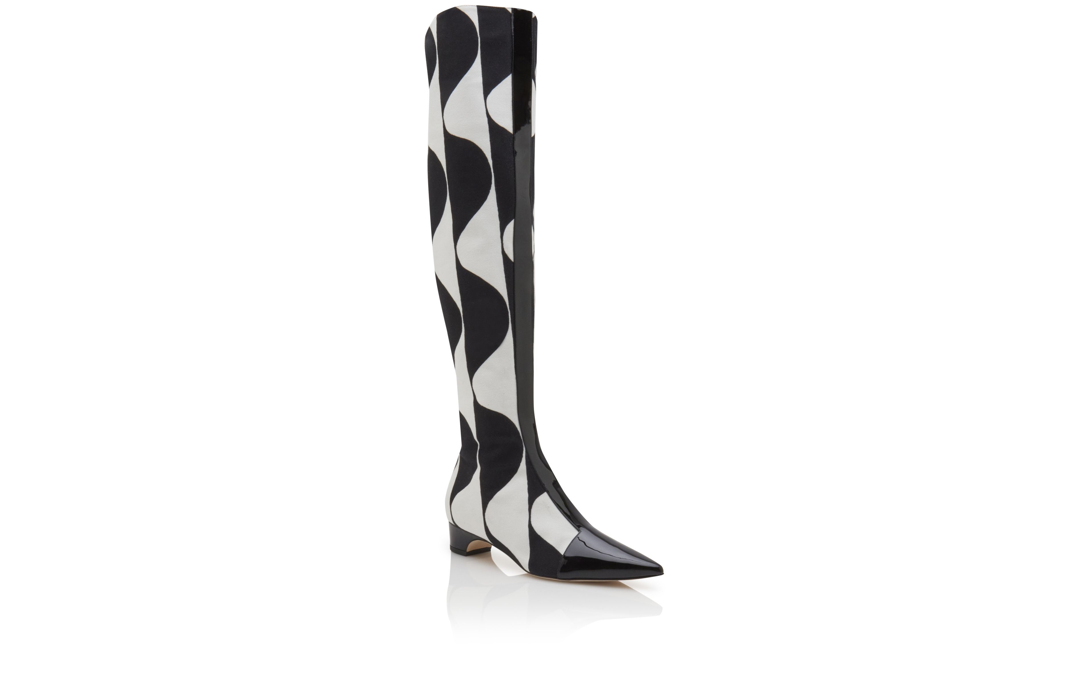 Black and White Canvas Graphic Print Boots - 3