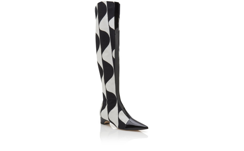 Black and White Canvas Graphic Print Boots 3