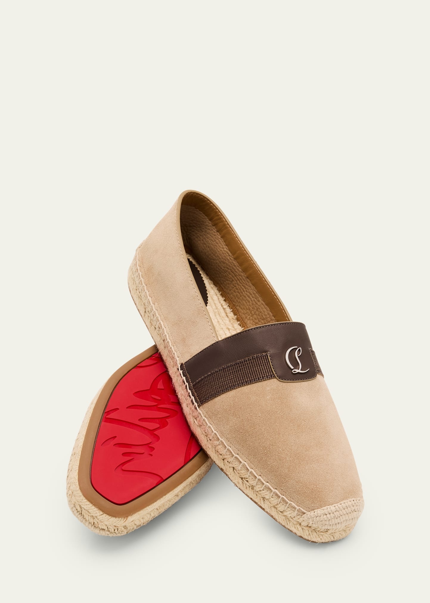 Men's Alfarica Reversed Nubuck Leather Red-Sole Espadrilles - 6
