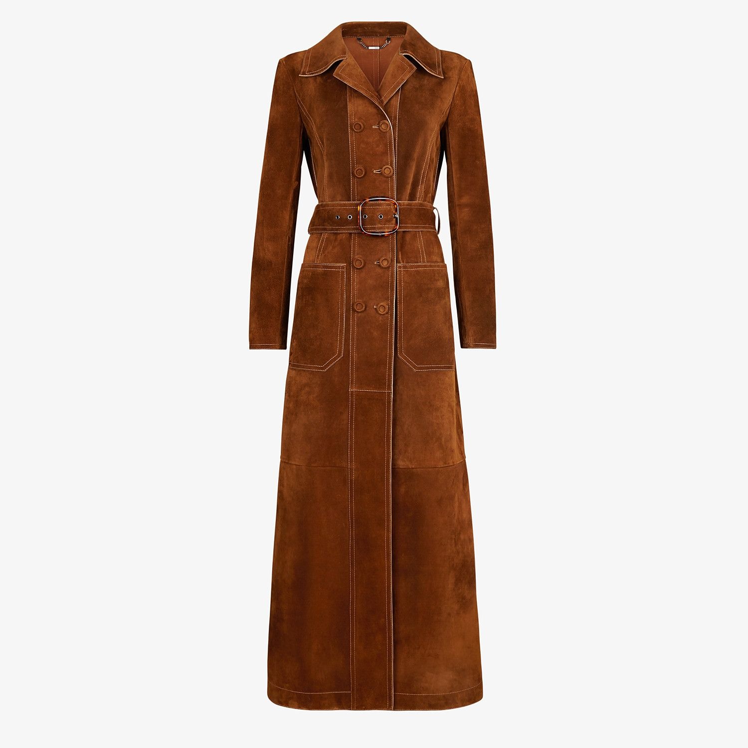 Brown suede trench coat - 1