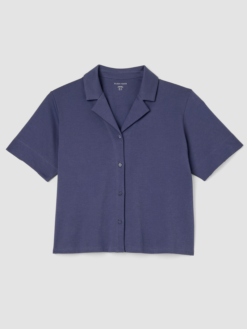 Organic Cotton Interlock Notch Collar Sleep Shirt 1