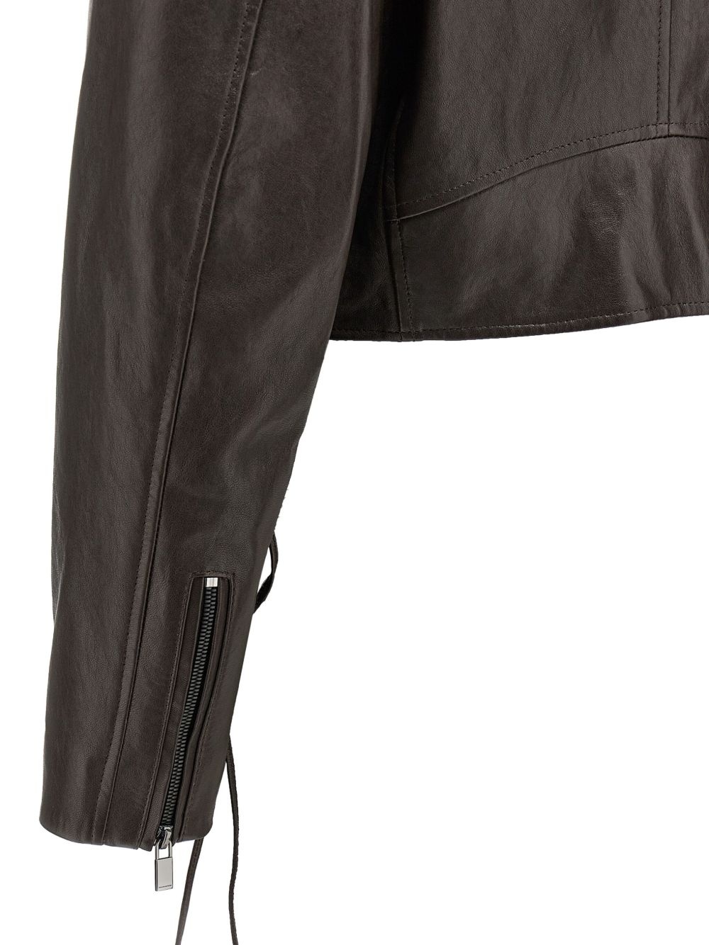 19 side-zip lace-up leather jacket - 4
