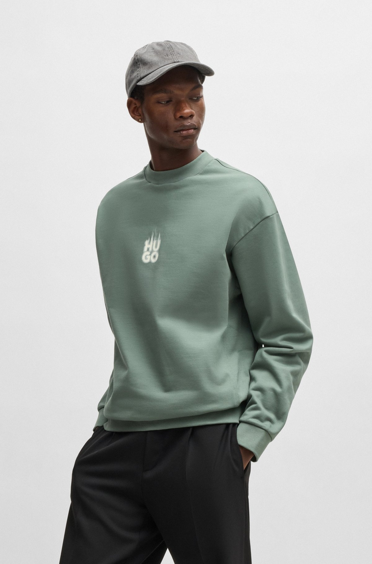 COTTON-TERRY SWEATSHIRT WITH STACKED SMOKE LOGO PRINTS - 2