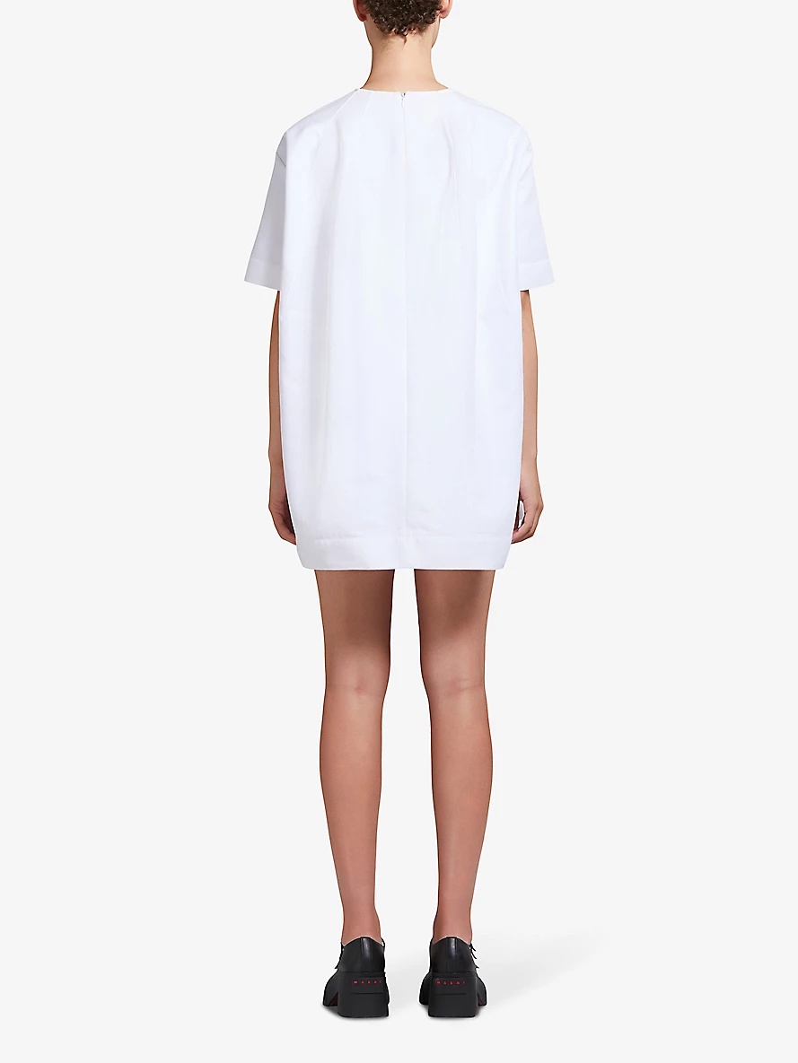 Round-neck short-sleeve cotton mini dress - 4
