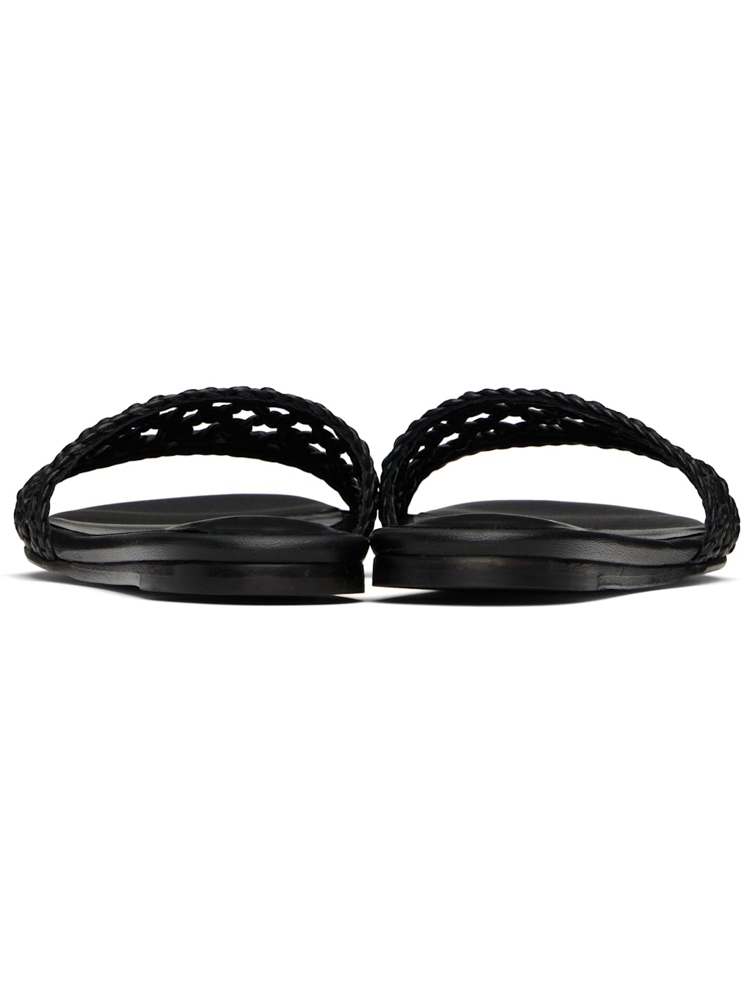 Black Woven Pool Slides - 2