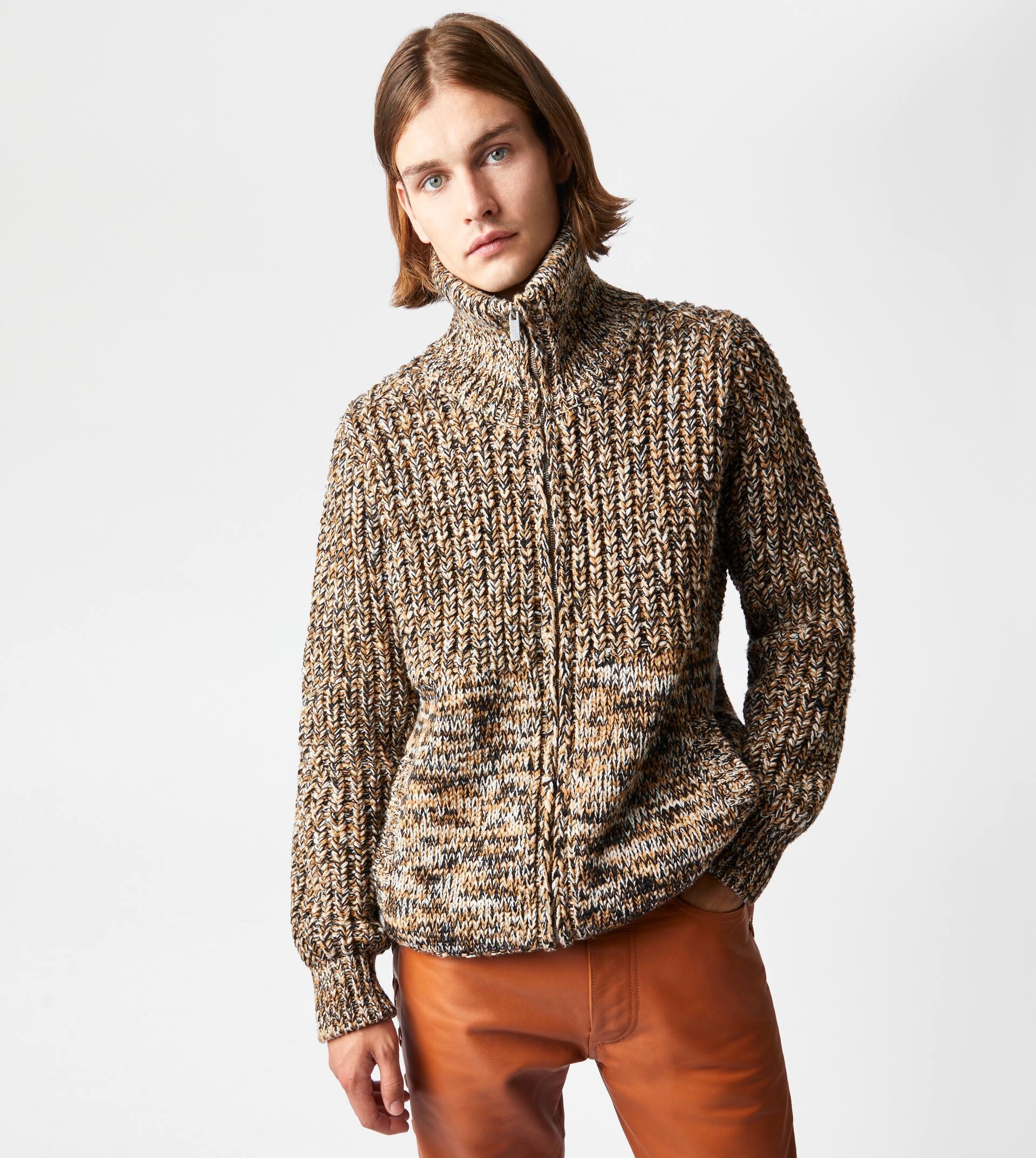 MOULINÉ ZIPPED CARDIGAN - BROWN - 7