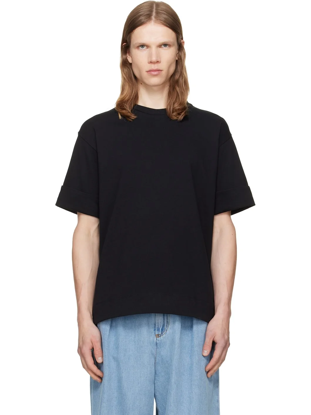 Black Fitted Wire Turnup T-shirt - 1