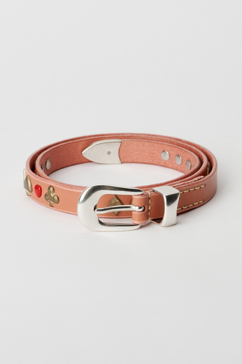 2 cm Card Deck Belt Tasty Pink Leather 1