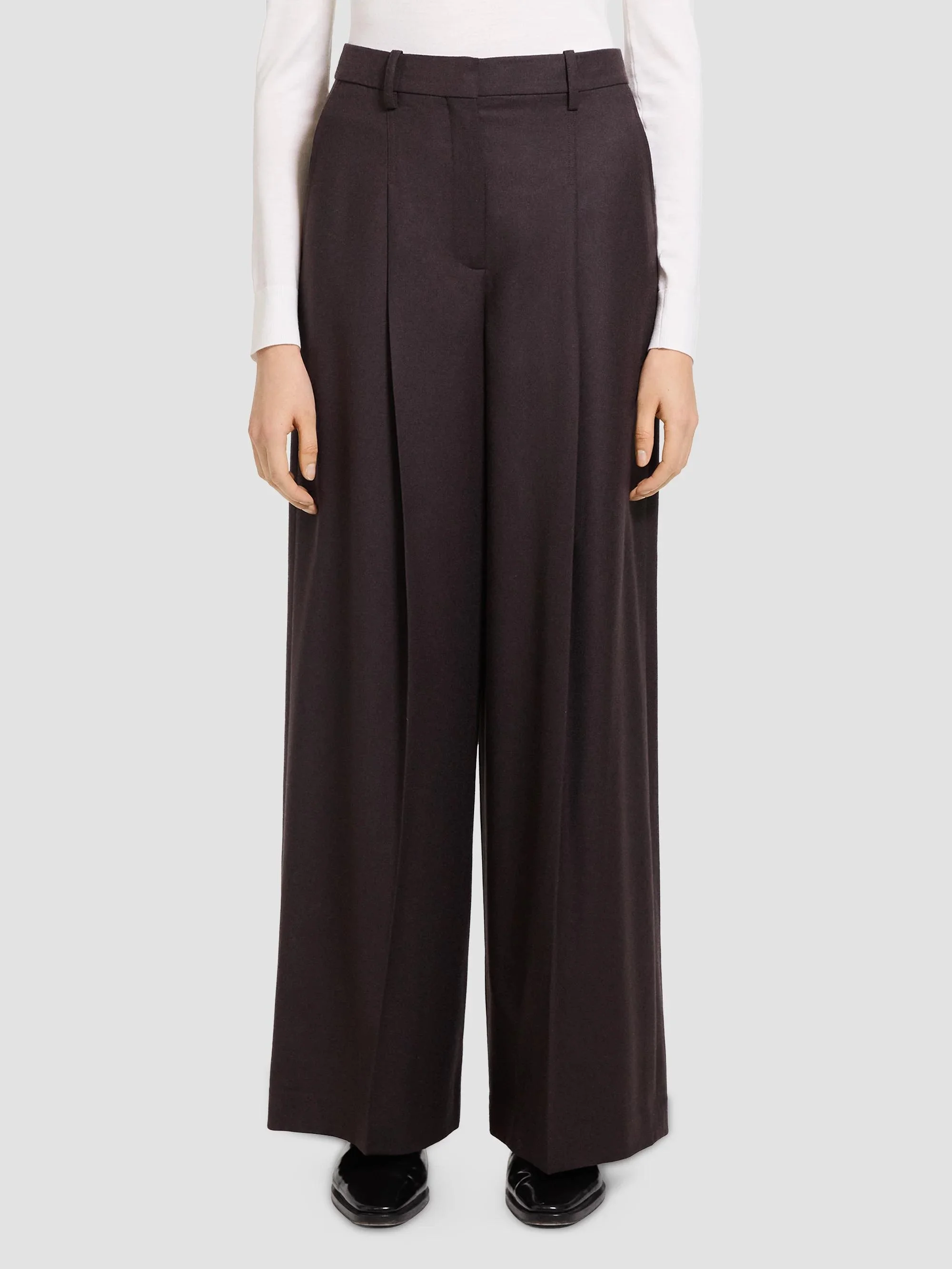Women's Pleat Wide-Leg Trousers - Cacao - 1